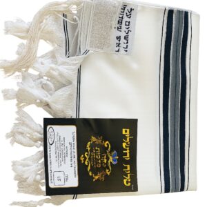 טלית ילדים ספרדי קשורה פס שחור לבן פס שחור